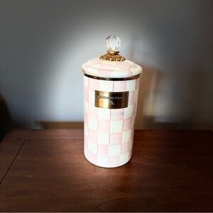 MacKenzie-Childs Pink and Cream Checkered Canister Brand New